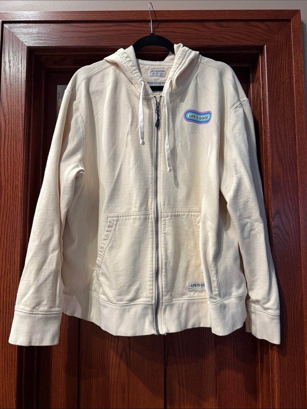 Life Is Good Cream Zip Front Hoodie Jacket for Kids